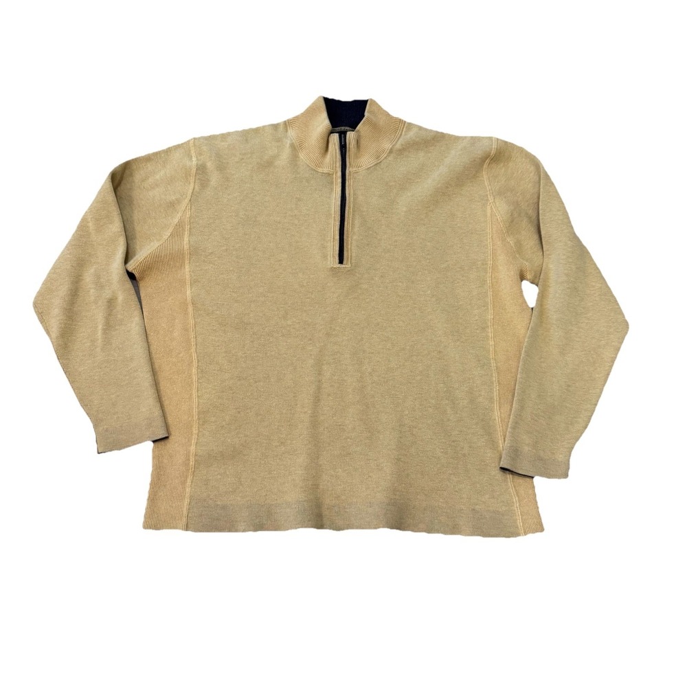 Tommy Bahama Sweater Men's L‎ Half-Zip Pullover Yellow Gray Reversible